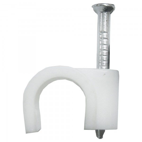 Grapa  cable manguera blanca  8mm.(100u)