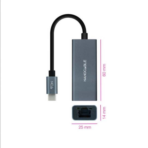 Nanocable conversor usb-c ethernet gigabit