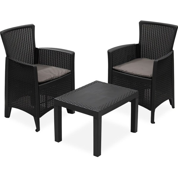 Conjunto jardín forest 3 piezas antracita + cojines