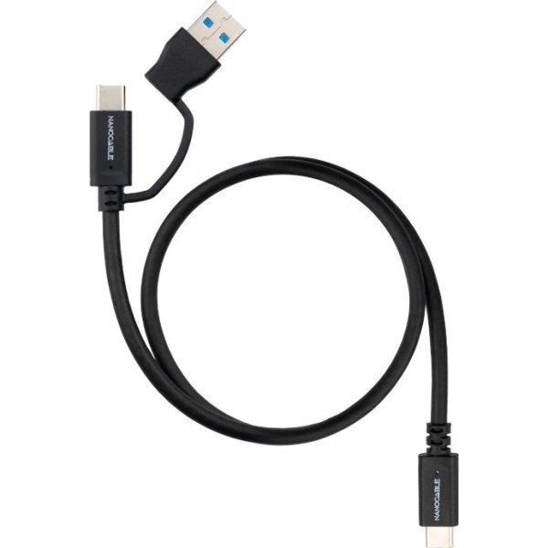 Nanocable cable usb-c+usb-a/usb-c 3.2 gen2 0.5m